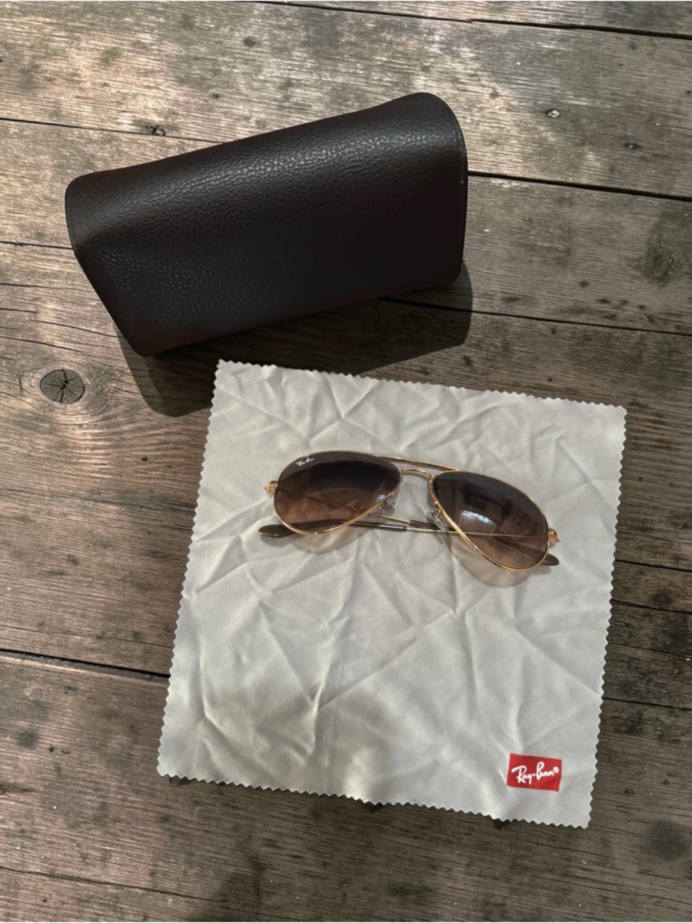 Ray-Ban Aviator Sunglasses - Gold Frame with Brown Lenses - Picture 3 of 12